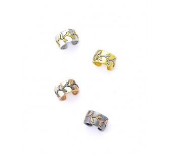 Silver embossed twig ring